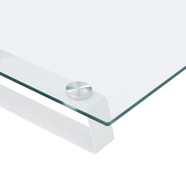 vidaXL Βάση Οθόνης Λευκή 100 x 20 x 8 εκ. από Ψημένο Γυαλί και Μέταλλο