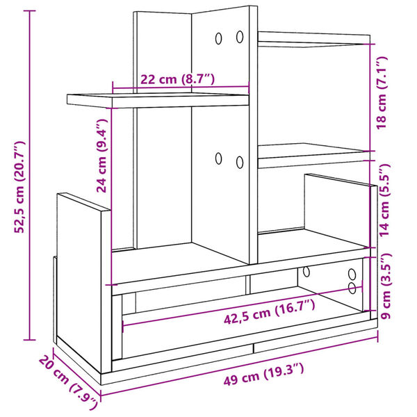 vidaXL Έπιπλο Οργάνωσης Γραφείου Μαύρο 49x20x52,5εκ Επεξεργασμένο Ξύλο