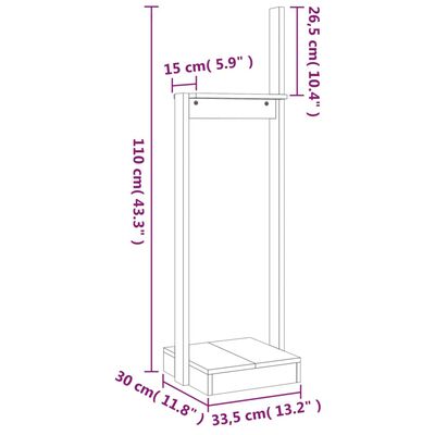vidaXL Ξυλοθήκη Καφέ μελί 33,5 x 30 x 110 εκ. από Μασίφ Ξύλο Πεύκου