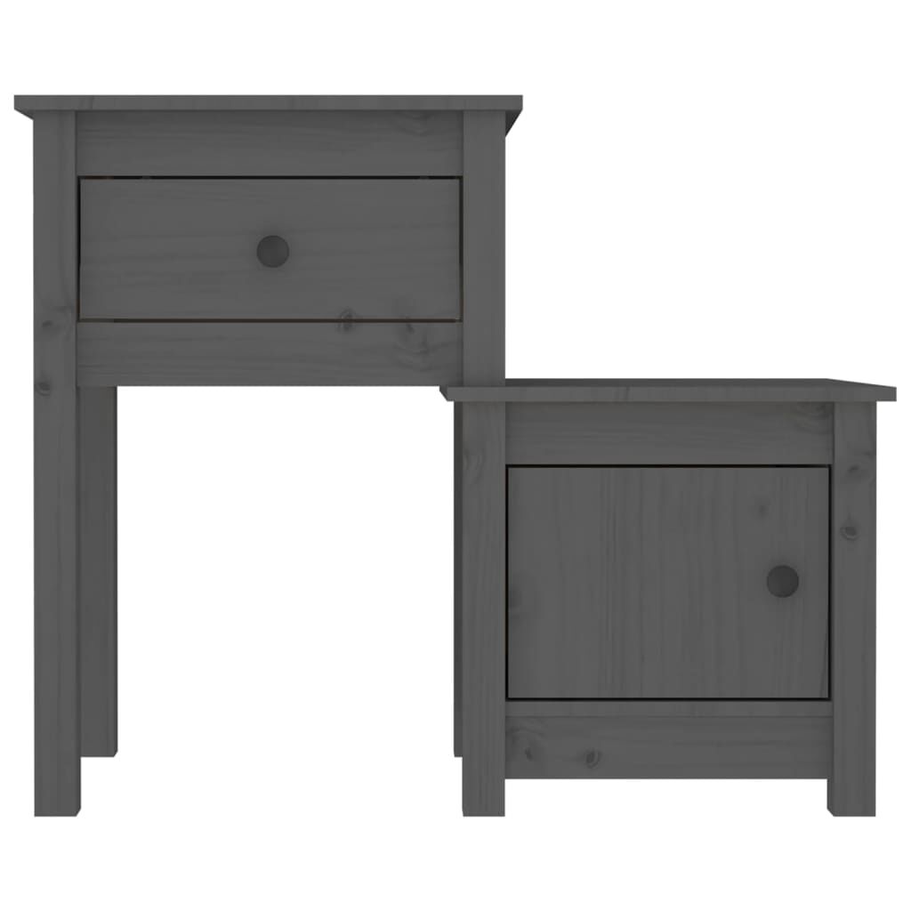 vidaXL Κομοδίνο Γκρι 79 x 38 x 65,5 εκ. από Μασίφ Ξύλο Πεύκου