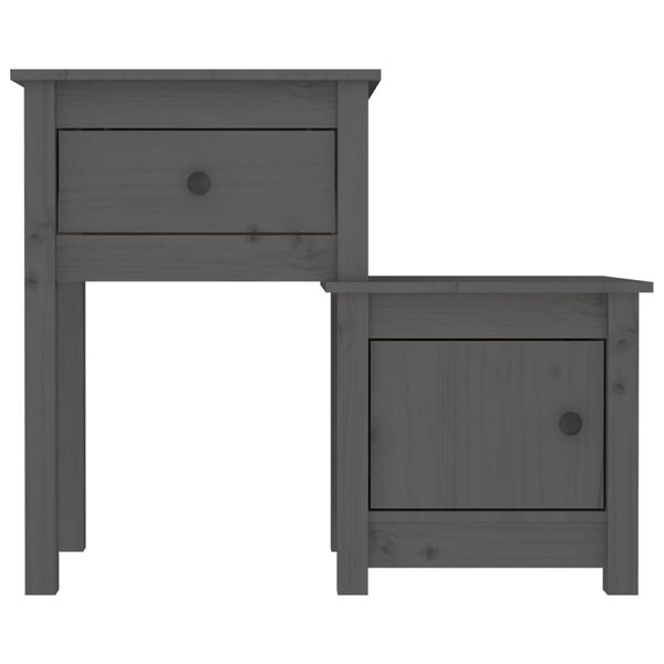 vidaXL Κομοδίνο Γκρι 79 x 38 x 65,5 εκ. από Μασίφ Ξύλο Πεύκου