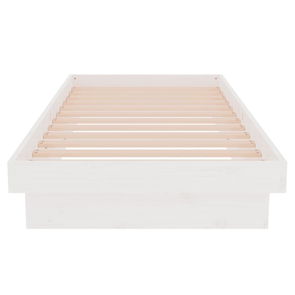 vidaXL Πλαίσιο Κρεβατιού Λευκό 75x190 εκ. Μασίφ Ξύλο Small Single