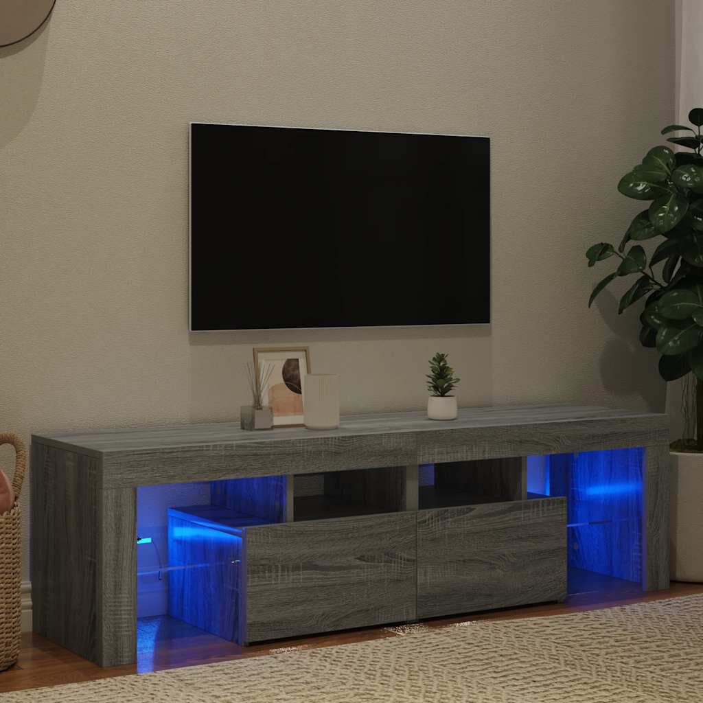 vidaXL Έπιπλο Τηλεόρασης με LED Γκρι Sonoma 140 x 36,5 x 40 εκ.