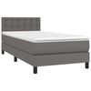 vidaXL Κρεβάτι Boxspring με Στρώμα & LED Γκρι 80x200 εκ. Συνθ. Δέρμα