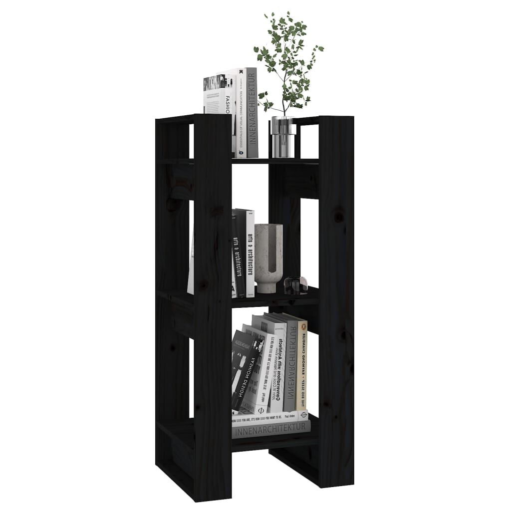vidaXL Βιβλιοθήκη/Διαχωριστικό Χώρου Μαύρο 41x35x91 εκ. Μασίφ Πεύκο