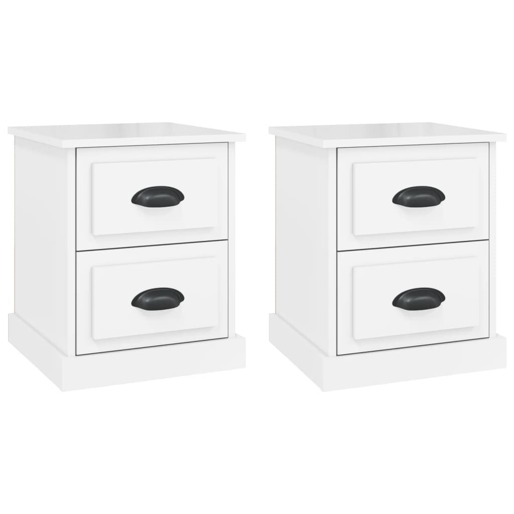 vidaXL Κομοδίνα 2 τεμ. Γυαλ. Λευκό 39x39x47,5 εκ. Επεξεργασμένο Ξύλο