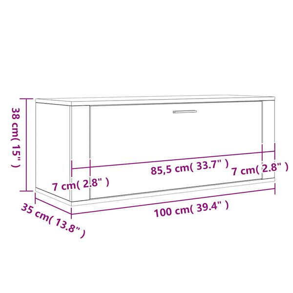 vidaXL Παπουτσοθήκη Επιτοίχια Μαύρη 100x35x38εκ από Επεξεργασμένο Ξύλο