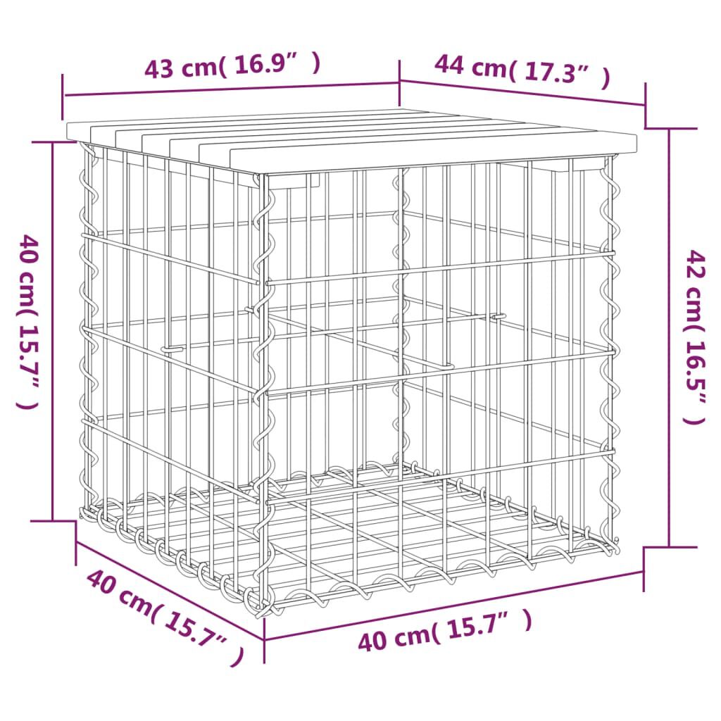vidaXL Παγκάκι Κήπου Συρματοκιβώτιο 43x44x42 εκ. από Μασίφ Ξύλο Πεύκου
