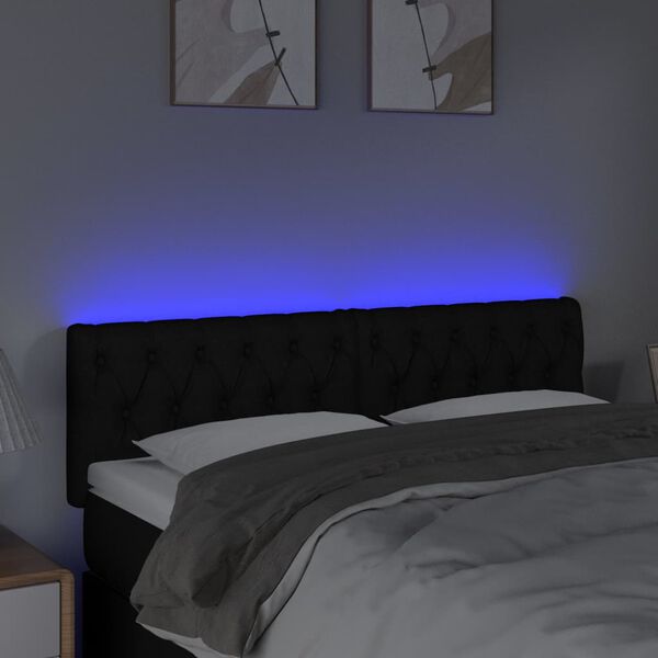 vidaXL Κεφαλάρι Κρεβατιού LED Μαύρο 160x7x78/88 εκ. Υφασμάτινο
