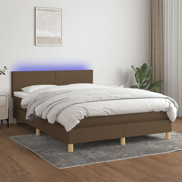 vidaXL &Kappa;&rho;&epsilon;&beta;ά&tau;&iota; Boxspring &mu;&epsilon; &Sigma;&tau;&rho;ώ&mu;&alpha; & LED &Sigma;&kappa;.&Kappa;&alpha;&phi;έ 140x200 &epsilon;&kappa; &Upsilon;&phi;&alpha;&sigma;&mu;ά&tau;&iota;&nu;&omicron;