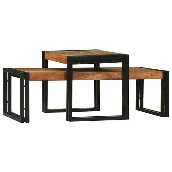 vidaXL Τραπεζάκι σαλονιού 2 pcs Καφέ Μασίφ ξύλο ακακίας
