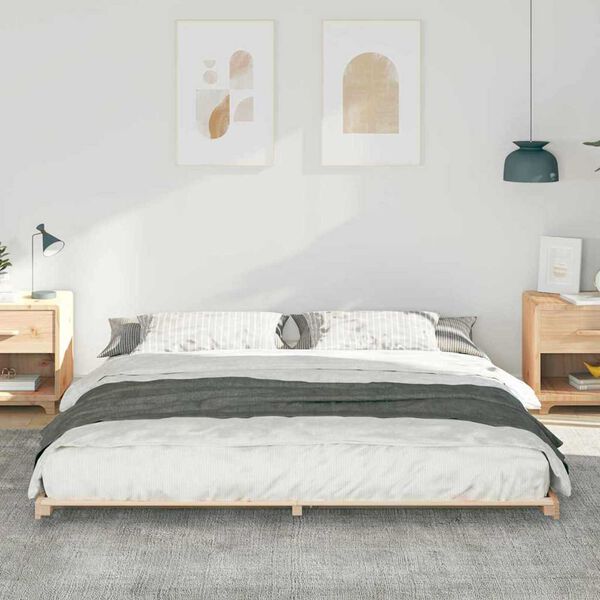 vidaXL Κρεβάτι δαπέδου Καφέ 180 x 200 cm Μασίφ ξύλο πεύκου