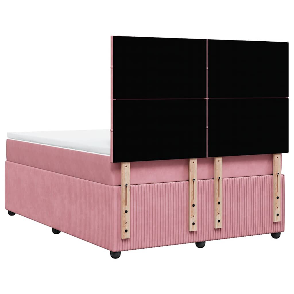 vidaXL Κρεβάτι Boxspring με Στρώμα Ροζ 140x190 εκ. Βελούδινο