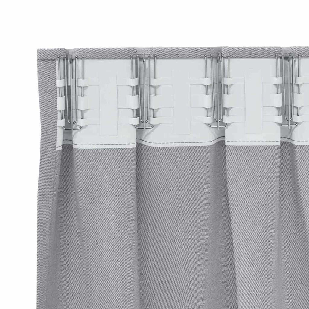 vidaXL Κουρτίνες με κουρτίνες 2 pcs Μεταλλικό Γκρι Πολυεστέρας