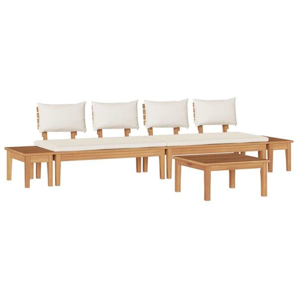 vidaXL Σετ Παγκάκι Κήπου με μαξιλάρι 5 pcs Καφέ και Κρέμα
