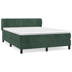 vidaXL Κρεβάτι Boxspring με Στρώμα Σκούρο Πράσινο 140x190εκ. Βελούδινο