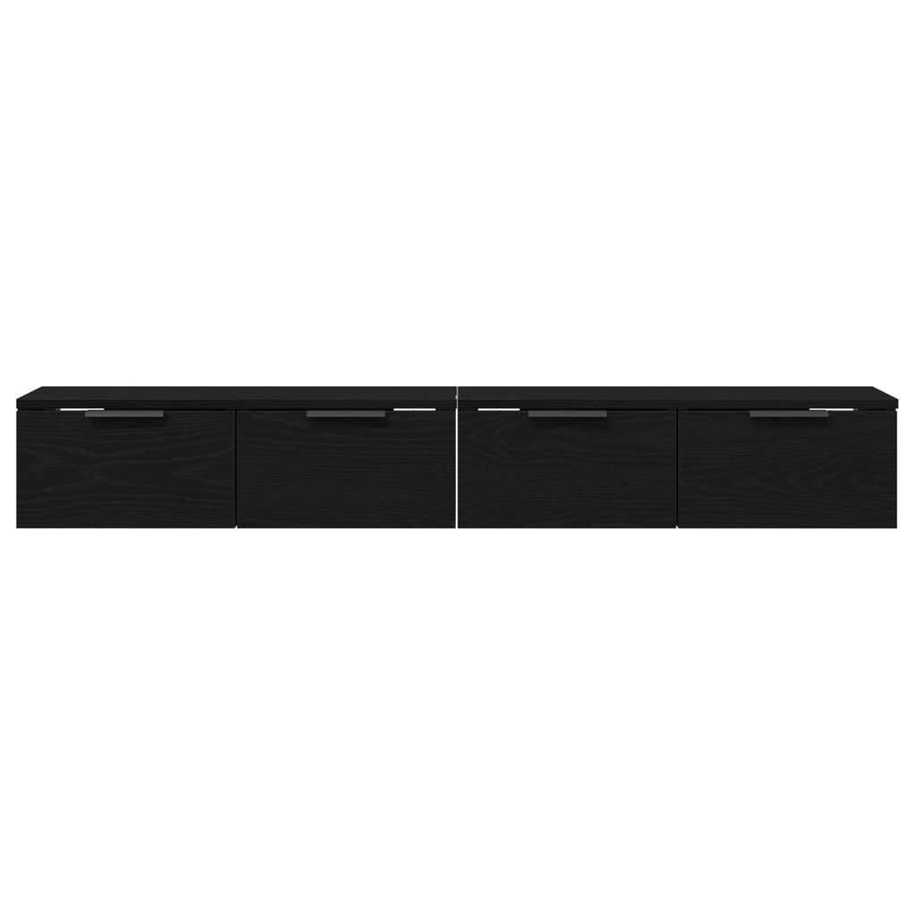vidaXL Ντουλάπια Τοίχου 2 τεμ Μαύρη Βελανιδιά 68x30x20 εκ Επεξεργασμένο Ξύλο