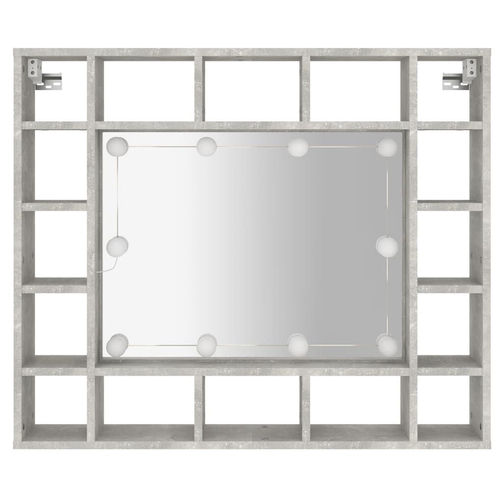vidaXL Έπιπλο Καθρέπτη με LED Γκρι Σκυροδέματος 91x15x76,5 εκ.