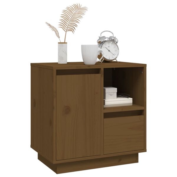 vidaXL Κομοδίνο Μελί 50 x 34 x 50 εκ. από Μασίφ Ξύλο Πεύκου