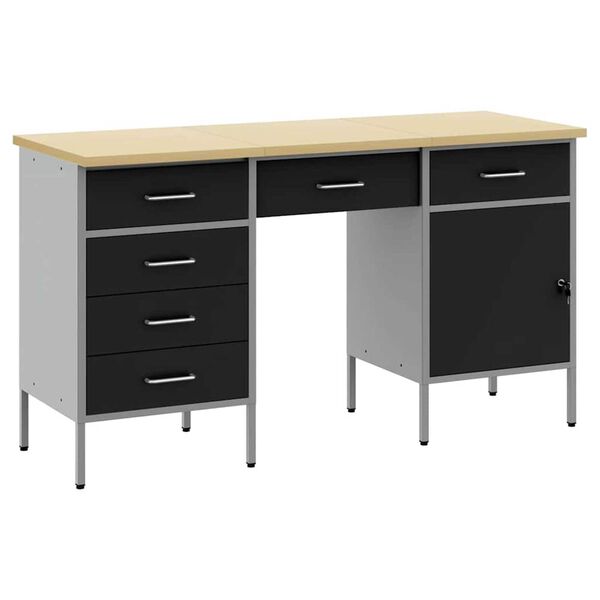 vidaXL Ντουλάπα Εργασίας με συρτάρι 3 pcs Μαύρο 150 x 55 x 85 εκ