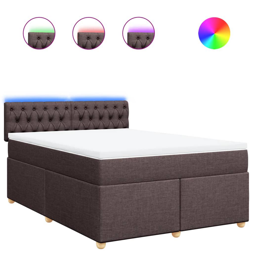 vidaXL Κρεβάτι Boxspring με Στρώμα Σκούρο Καφέ 160x200 εκ Υφασμάτινο