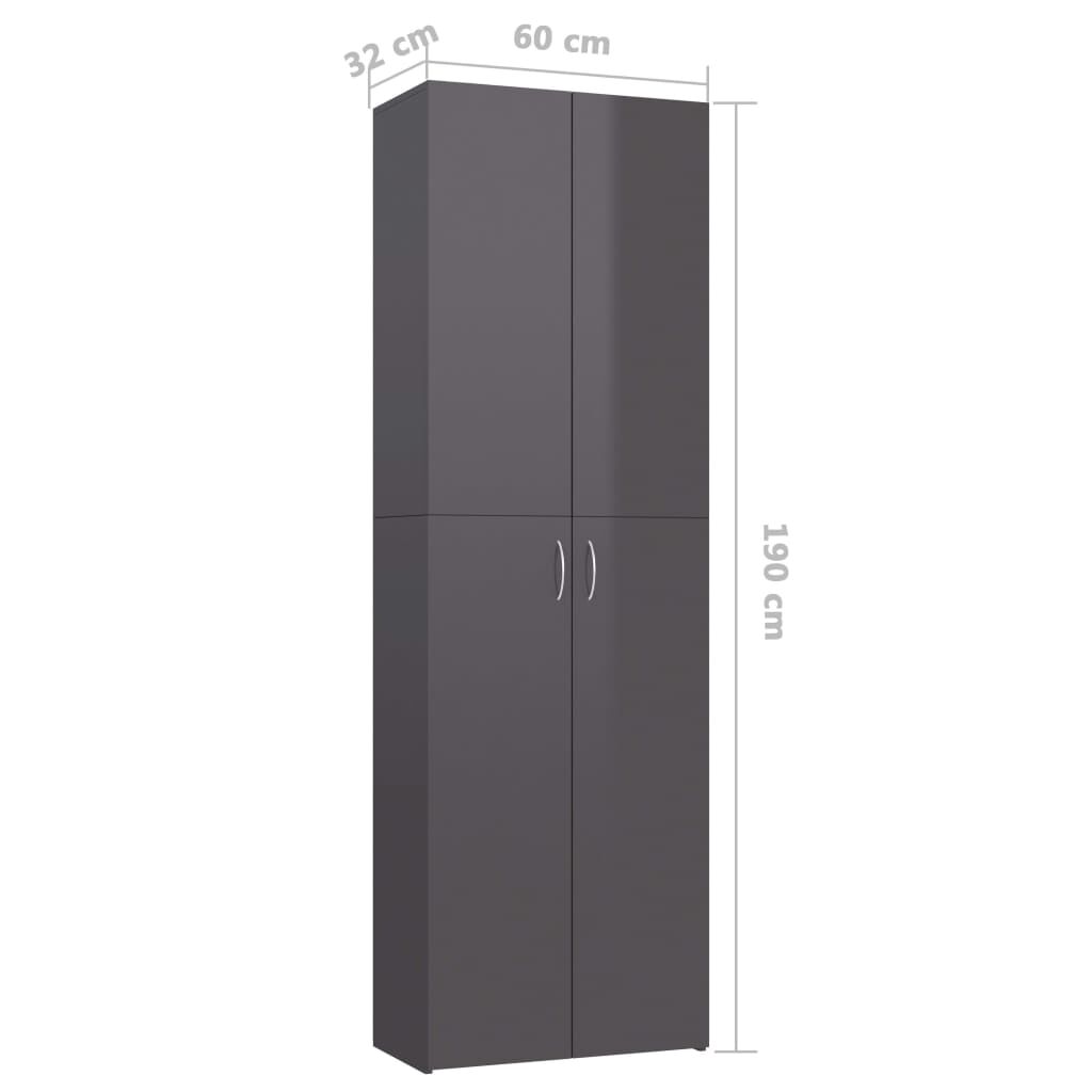 vidaXL Ντουλάπα Γραφείου Γυαλιστερό Γκρι 60x32x190 εκ. από Μοριοσανίδα