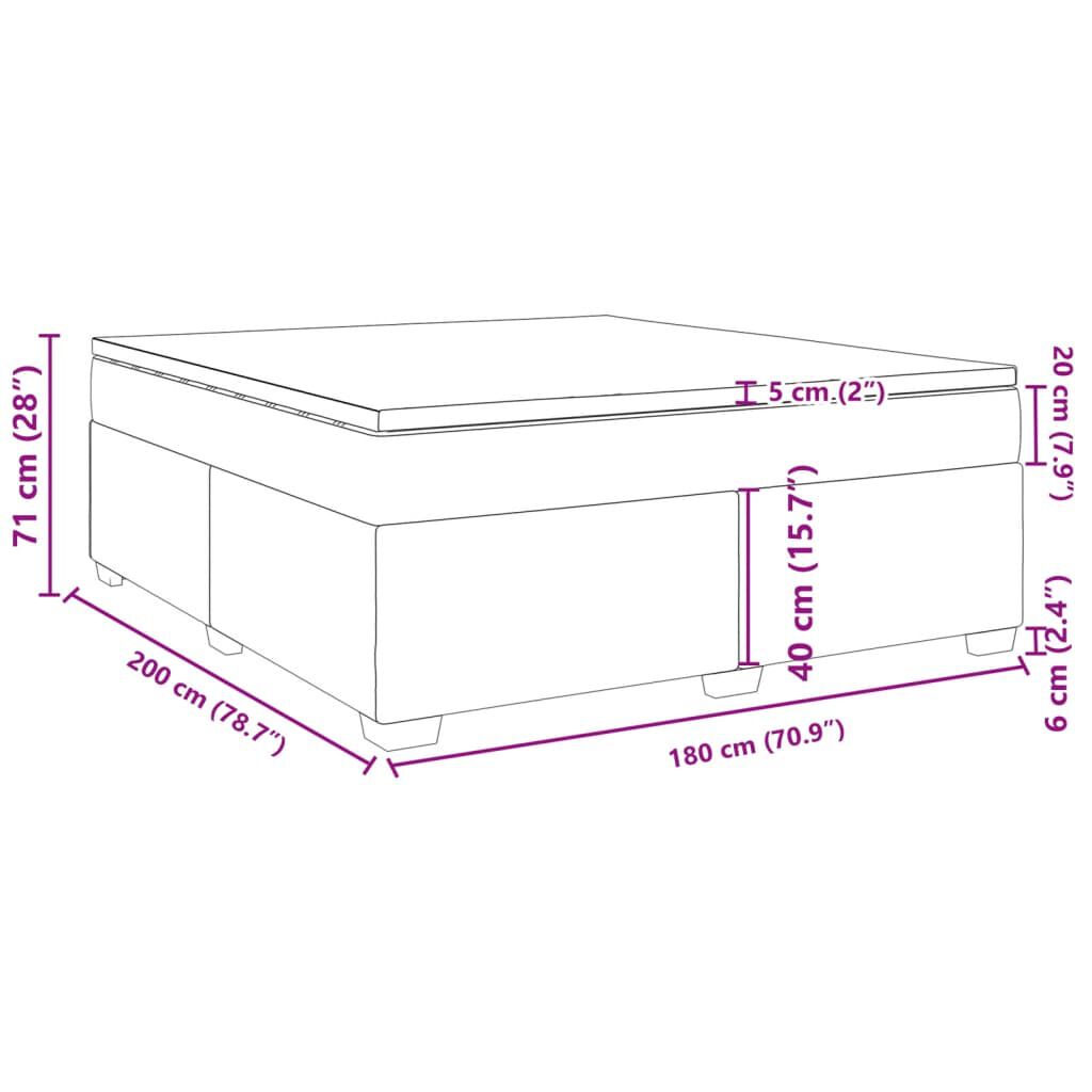 vidaXL Κρεβάτι Boxspring με Στρώμα Ανοιχτό Γκρι 180x200 εκ. Βελούδινο