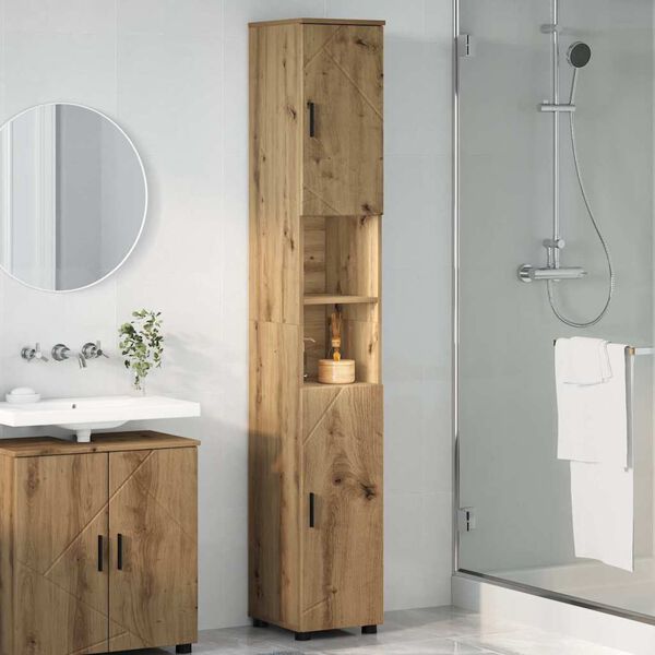 vidaXL Ψηλό ντουλάπι μπάνιου με πόρτα artisan δρυς 30 x 35 x 192 εκ.