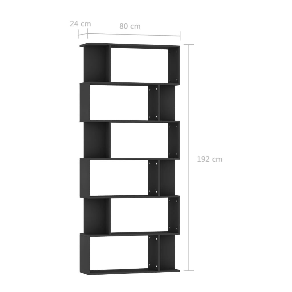 vidaXL Βιβλιοθήκη/Διαχωριστικό Χώρου Μαύρο 80x24x192 εκ. Επεξ. Ξύλο