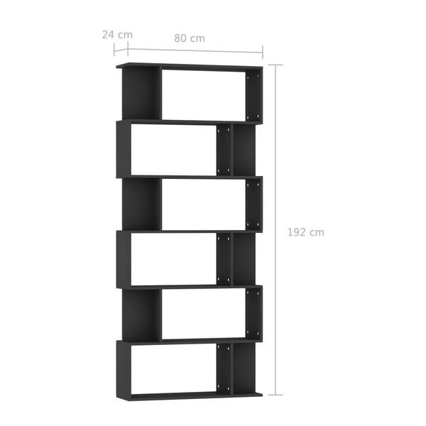 vidaXL Βιβλιοθήκη/Διαχωριστικό Χώρου Μαύρο 80x24x192 εκ. Επεξ. Ξύλο