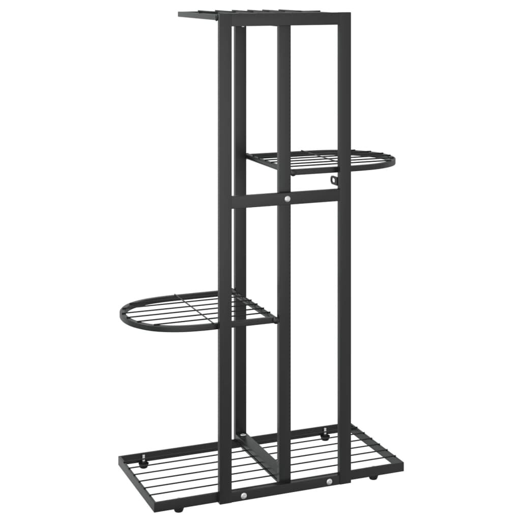 vidaXL Ανθοστήλη 4 Επιπέδων Μαύρη 43 x 22 x 76 εκ. Μεταλλική