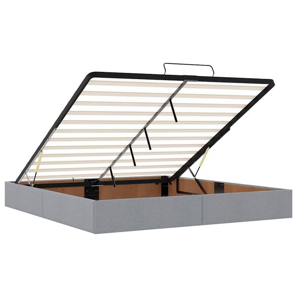 vidaXL Οθωμανικό κρεβάτι με στρώμα&LEDs Ανοιχτό γκρι 160x200cm Ύφασμα