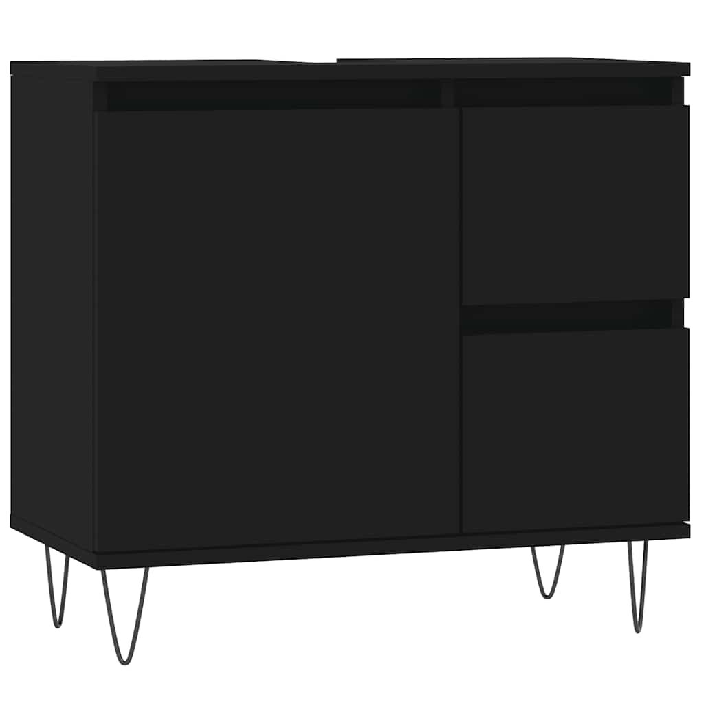 vidaXL Ντουλάπι Μπάνιου Μαύρο 65x33x60 εκ. Επεξεργασμένο Ξύλο