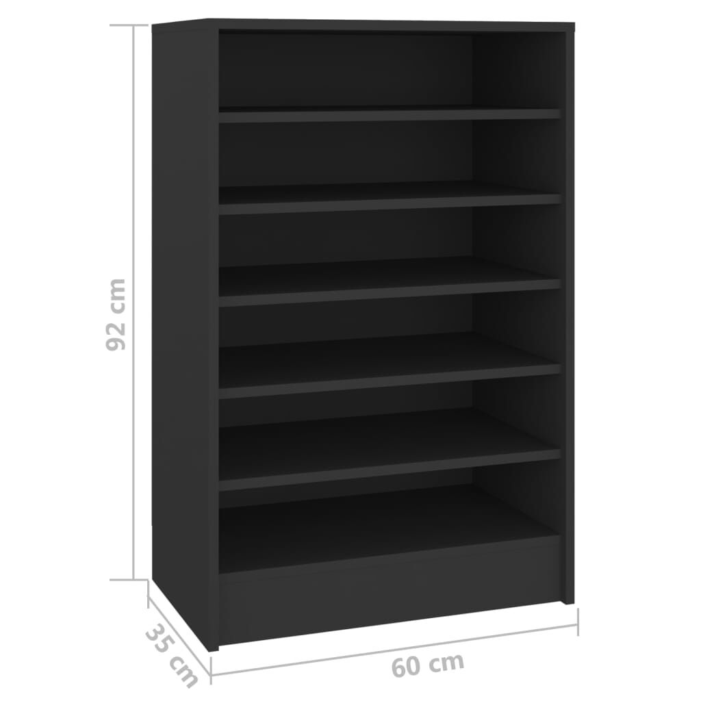 vidaXL Παπουτσοθήκη Μαύρη 60 x 35 x 92 εκ. από Επεξ. Ξύλο