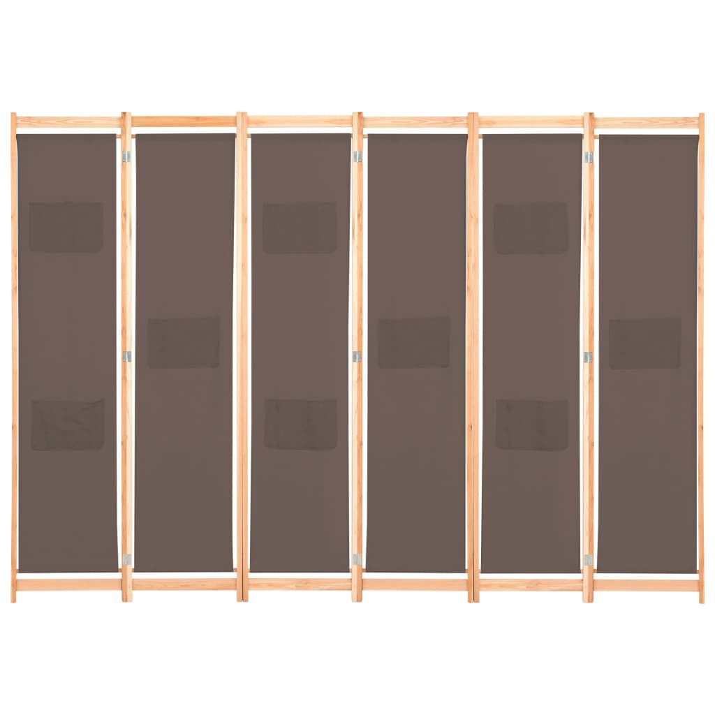 vidaXL Διαχωριστικό Δωματίου με 6 Πάνελ Καφέ 240x170x4 εκ. Υφασμάτινο