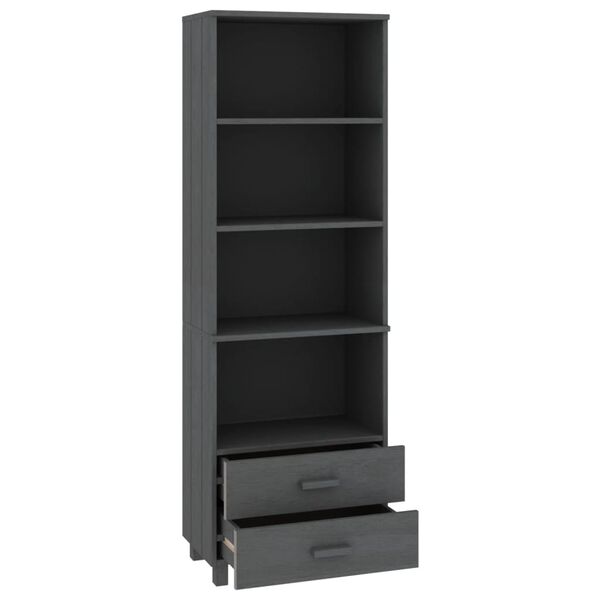 vidaXL Ραφιέρα HAMAR Σκ. Γκρι 60 x 35 x 180 εκ. από Μασίφ Ξύλο Πεύκου