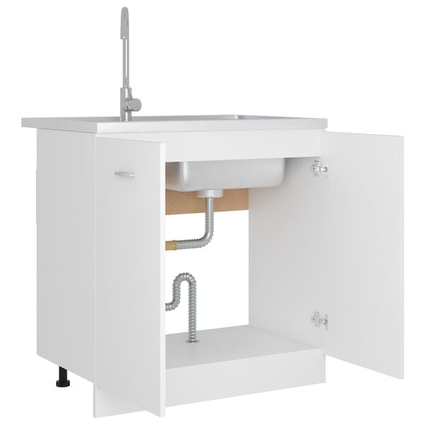 vidaXL Ντουλάπι Νεροχύτη Lyon Λευκό 80x46x81,5 εκ. Επεξ. Ξύλο