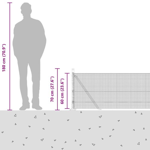 vidaXL Φράχτης με Στήλες. Γκρι 0.6 x 50 μ. Ατσάλι