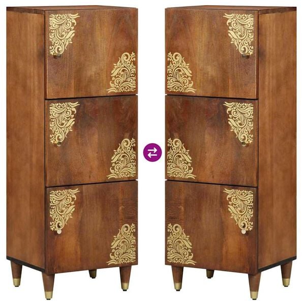 vidaXL Highboard με συρτάρι Καφέ 40 x 33.5 x 110 εκ Μασίφ ξύλο μάνγκο
