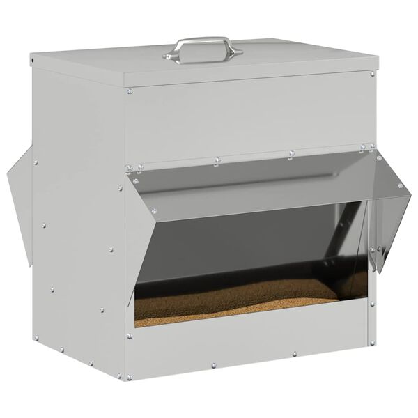 vidaXL Ταΐστρα κοτόπουλων Ασημί 40,5 x 45 x 41 cm