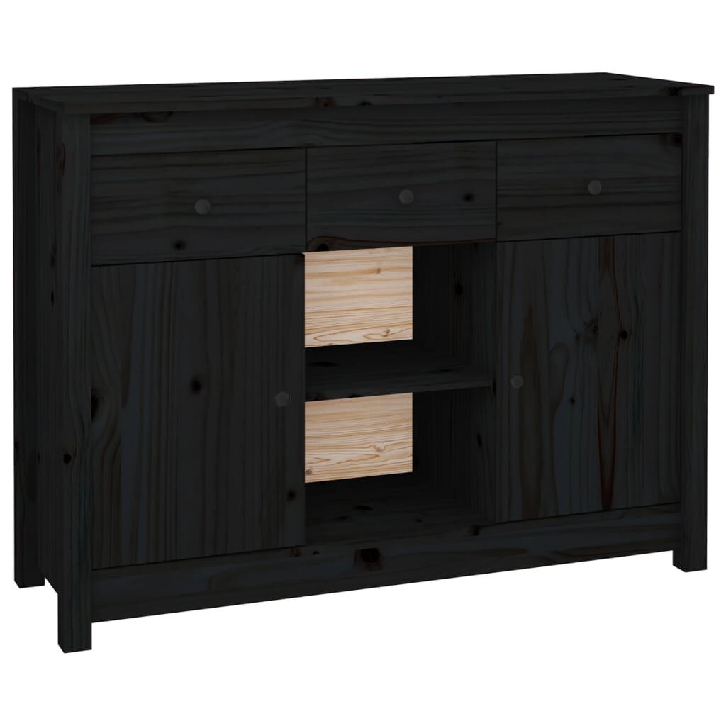 vidaXL Ντουλάπι Μαύρο 100 x 35 x 74,5 εκ. από Μασίφ Ξύλο Πεύκου