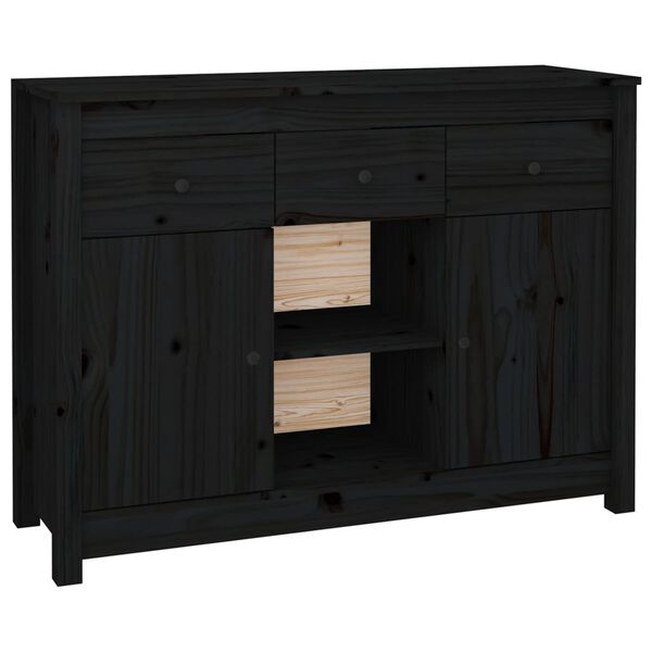 vidaXL Ντουλάπι Μαύρο 100 x 35 x 74,5 εκ. από Μασίφ Ξύλο Πεύκου