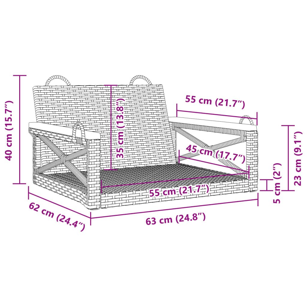 vidaXL Παγκάκι Κούνια Μπεζ 63x62x40 εκ. από Συνθετικό Ρατάν