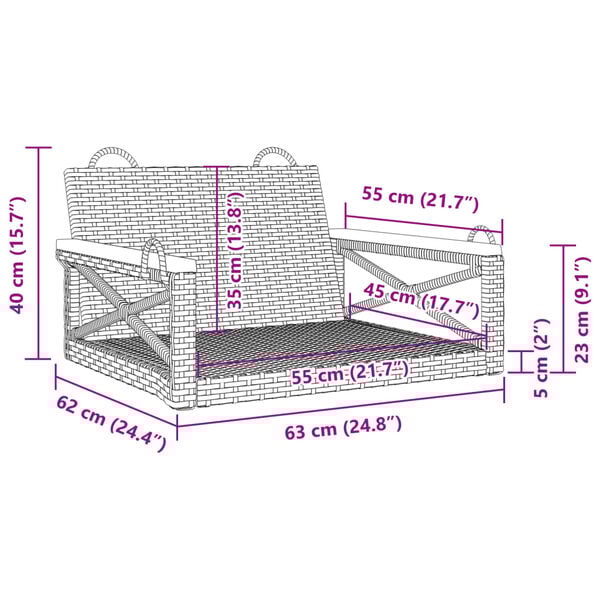 vidaXL Παγκάκι Κούνια Μπεζ 63x62x40 εκ. από Συνθετικό Ρατάν