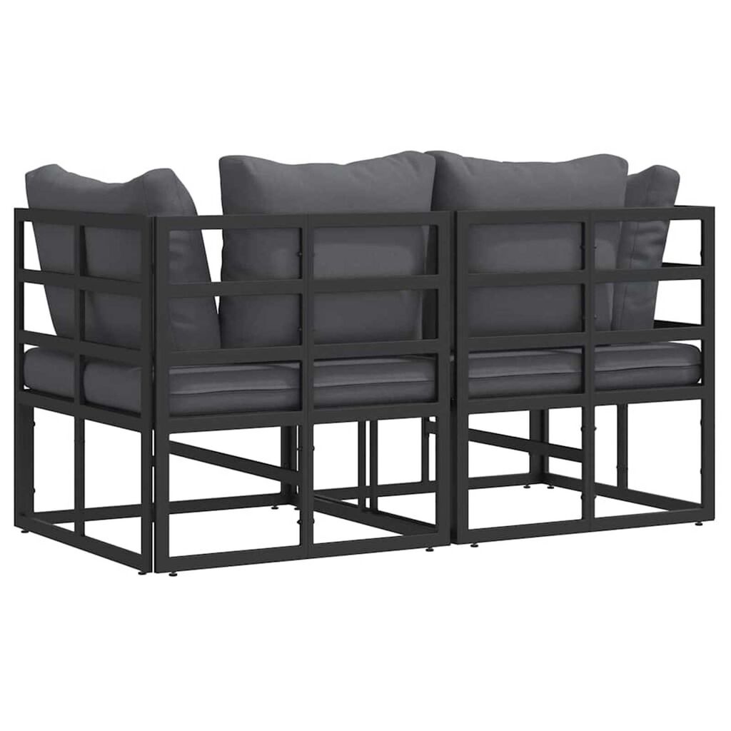 vidaXL Εξωτερικά Έπιπλα με μαξιλάρι με μαξιλάρι 2 pcs Μαύρο Αλουμίνιο