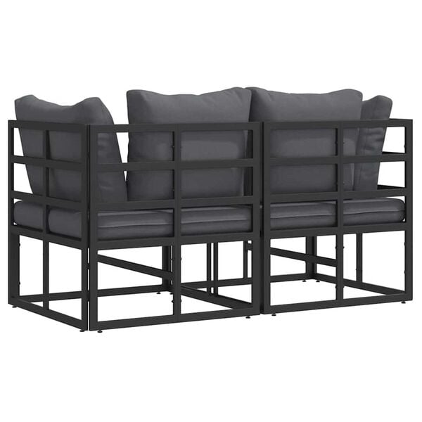 vidaXL Εξωτερικά Έπιπλα με μαξιλάρι με μαξιλάρι 2 pcs Μαύρο Αλουμίνιο