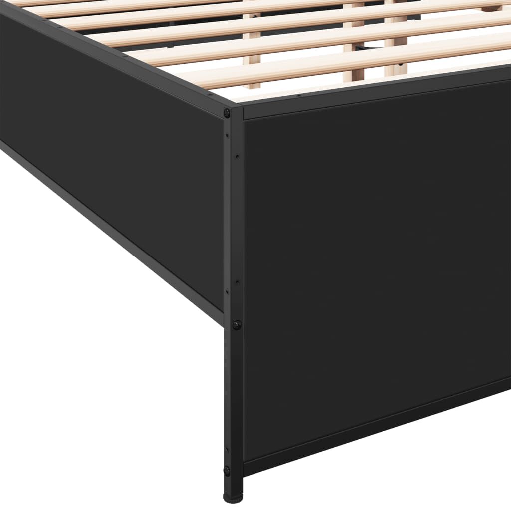 vidaXL Πλαίσιο Κρεβατιού Μαύρο 140 x 190 εκ. Επεξ. Ξύλο & Μέταλλο
