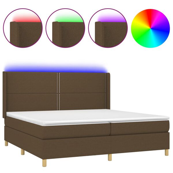 vidaXL &Kappa;&rho;&epsilon;&beta;ά&tau;&iota; Boxspring &mu;&epsilon; &Sigma;&tau;&rho;ώ&mu;&alpha; & LED &Sigma;&kappa;.&Kappa;&alpha;&phi;έ 200x200&epsilon;&kappa;. &Upsilon;&phi;&alpha;&sigma;&mu;ά&tau;&iota;&nu;&omicron;