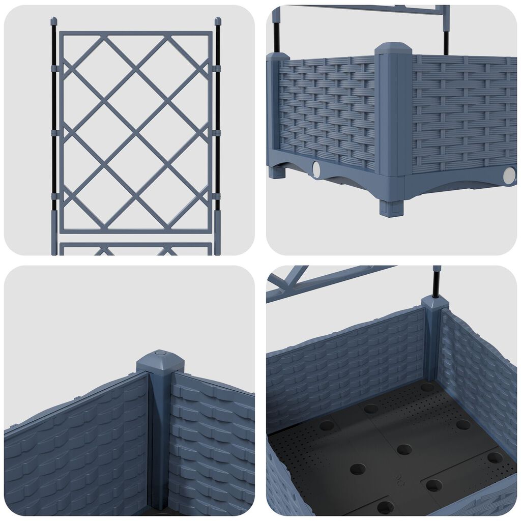 vidaXL Γλάστρα Κήπου με Πλέγμα Γκρι 40x40x125.5 εκ