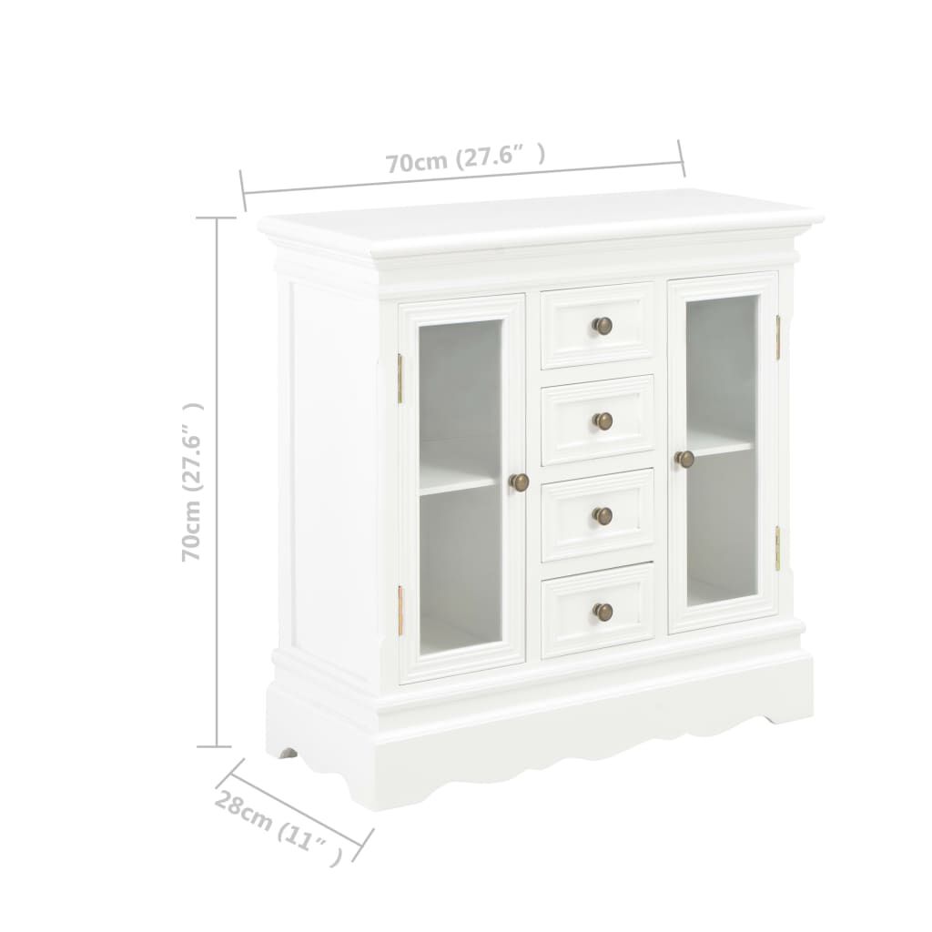 vidaXL Συρταριέρα Λευκή 70 x 28 x 70 εκ. από Μασίφ Ξύλο Πεύκου